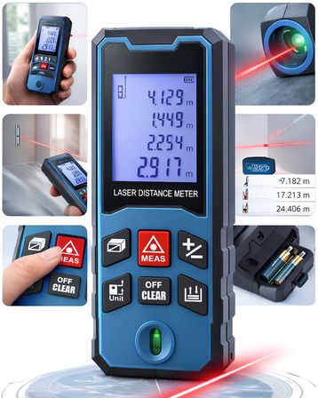 ASR ASR945 Lazer Terazili Dijital Mesafe Ölçer - Mavi (100 Metre)