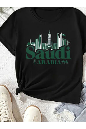 Unisex Saudi Baskılı Oversize Tshirt
