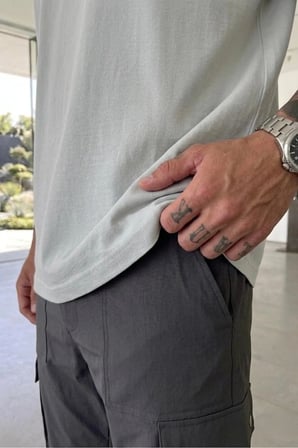Erkek Oversize kalın dokulu %100 Pamuk Kalın Dokulu Basic Bisiklet Yaka gri Tisört