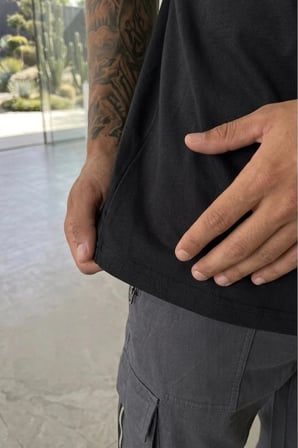 Erkek Oversize Fit %100 Pamuk kalın Dokulu Basic Bisiklet Yaka siyah Tisört