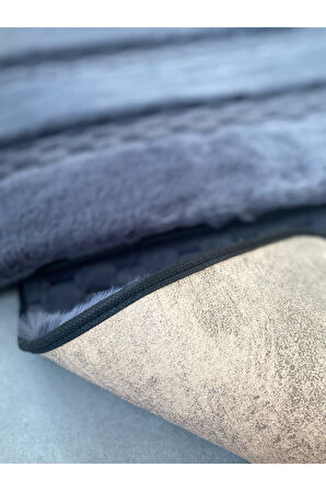 Serante Tavşan Tüyü, Kaymaz Taban, Pofuduk, Yumuşacık, Yıkanabilir 2'li Banyo Paspası 