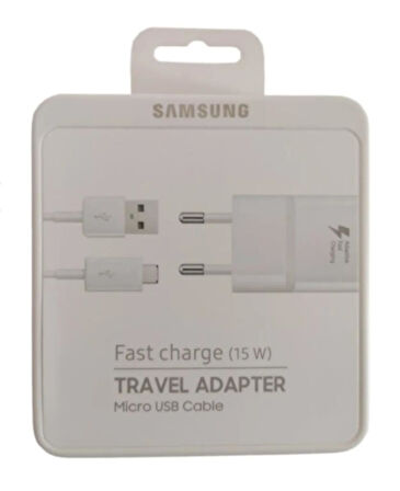 Samsung 15W Hızlı Sarj Aleti Micro Usb Kablo Beyaz VİTRİN