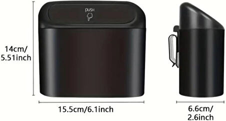 ASTRALED Araba Çöp Kutusu Araç içi Taşınabilir Kapaklı Organizer Çöp Kovası itme Kapaklı Kova