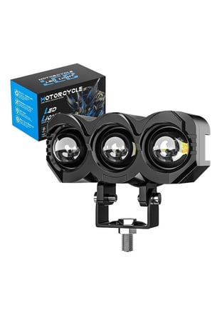 2 Adet Motosiklet Atv Utv Scooter 3 Led Lazer Sis Farı Kasa Delici Beyaz Sarı Çift Renk