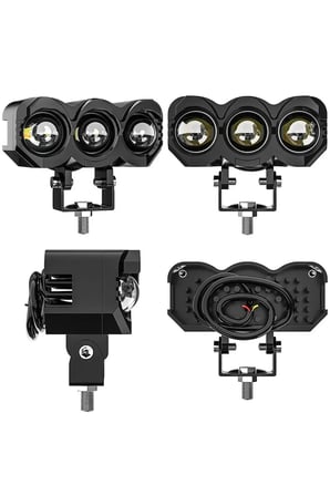 2 Adet Motosiklet Atv Utv Scooter 3 Led Lazer Sis Farı Kasa Delici Beyaz Sarı Çift Renk