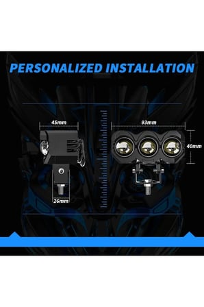2 Adet Motosiklet Atv Utv Scooter 3 Led Lazer Sis Farı Kasa Delici Beyaz Sarı Çift Renk