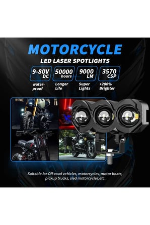 2 Adet Motosiklet Atv Utv Scooter 3 Led Lazer Sis Farı Kasa Delici Beyaz Sarı Çift Renk