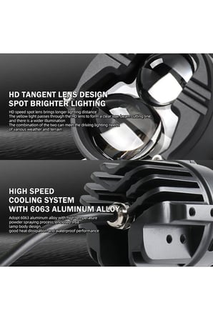 1 Adet Motosiklet Atv Utv Scooter LED Sis Farı Metal Kasa Yüksek Güçlü Delici Beyaz Sarı Çift Renk