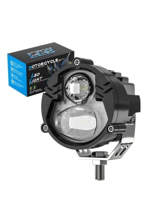 2 Adet Açma Kapama Anahtarlı Motosiklet Atv Utv Scooter LED Sis Farı Metal Kasa Yüksek Güçlü Delici Beyaz Sarı Çift Renk