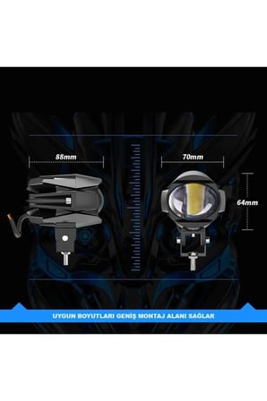 2 Adet Açma Kapama Anahtarlı Motosiklet Atv Utv Scooter Offroad Beyaz Sarı Çift Renk Lazer Sis Farı Delici 2 KABLOLU 12-24 Volt
