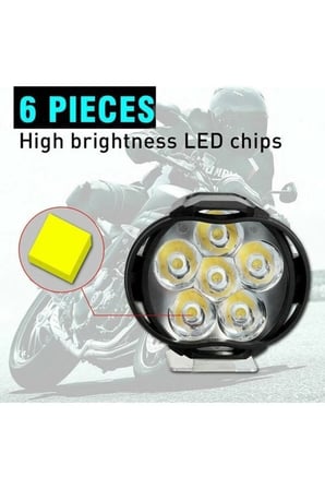 2 Adet Led Motosiklet Sis Far Montaj Sis Drl Lamba Scooter Motosiklet Için (çakar & Sabit Mod)