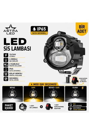 2 Adet Açma Kapama Anahtarlı Motosiklet Atv Utv Scooter LED Sis Farı Metal Kasa Yüksek Güçlü Delici