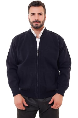 Bluesmoda Astarlı Cepli Farmuarlı Çelik Örme Ceket Hırka Lacivert
