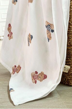 Asu Baby&Kids Vintage Ayı Organik Bambu Pamuk Müslin Örtü