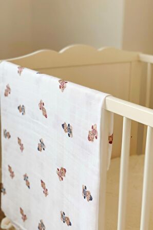 Asu Baby&Kids Vintage Ayı Organik Bambu Pamuk Müslin Örtü