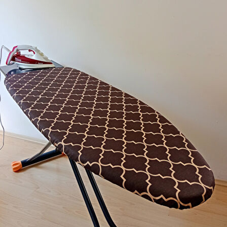 Ütü Masası Kılıfı Büyük Boy İpli Stoperli Keçeli Kılıfı Örtüsü Bezi 55x140cm Damask Brown