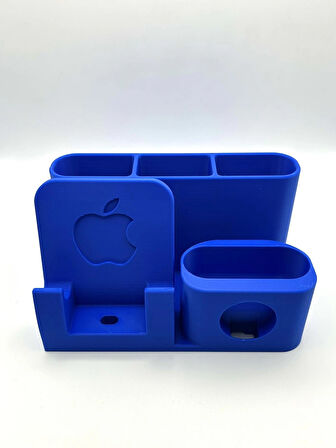 Şarj Standı - Iphone, Apple Watch ve Airpods Uyumlu Masaüstü Şarj Organizeri Kalemlik Bölmeli