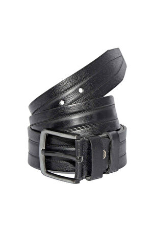 Siyah Hakiki Deri Desenli Model 4.5 Cm.lik Spor Kot Kemer - 500-61
