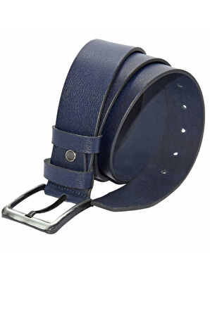 4.5 Cm. Spor Hakiki Deri Düz Model Kemer Lacivert
