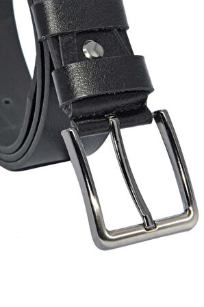 4 Cm. Klasik Hakiki Deri Kemer Siyah Düz