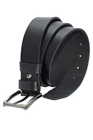 4 Cm. Klasik Hakiki Deri Kemer Siyah Düz