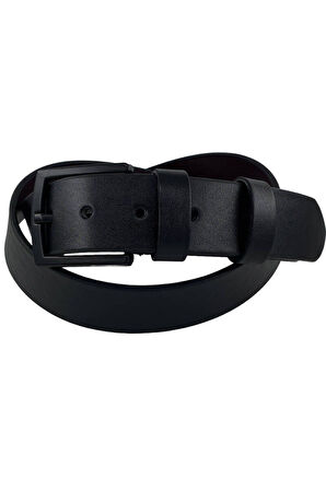 Siyah Suni Deri Dikişli Model 4 Cm.lik Spor Kemer - 7000-düz