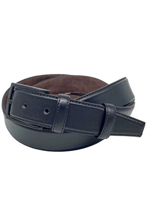 3.5 Cm. Klasik Suni Deri Düz Erkek Battal Kemer Siyah