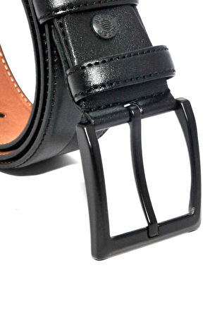 4 Cm. Klasik Suni Deri Desenli Erkek Kemer Siyah