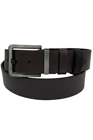 Siyah Hakiki Deri Desenli Çift Dikişli 4 Cm.lik Spor Kot Kemer - 400-28-22y