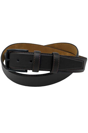 3.5 Cm. Battal Klasik Suni Deri Düz Renk Kemer Kahverengi