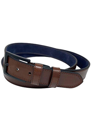4 Cm. Battal Klasik Suni Deri Dikişli Model Kemer Lacivert