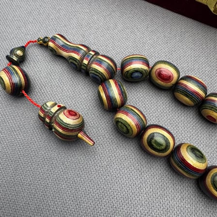 Multi Color Doğal Ağaç Dokulu Kafur Ağacı Efe Maskot Tespih