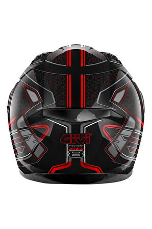 50.8 MYSTICAL SİYAH-KIRMIZI-TITANIUM KASK