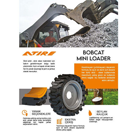 31x10-16 Skid Solid Jantlı Sağ Bobcat Lastiği