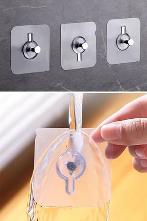Bak Gel Al Buffer ® Süper Güçlü Çerçeve Askısı Pin Delgisiz Vidalı Tırnak Kanca Yapışkanlı Mutfak Banyo Raf Tut