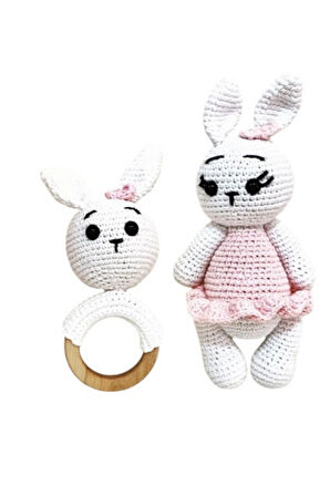 Amigurumi Tavşan Uyku Arkadaşı Ve Diş Kaşıyıcı Seti
