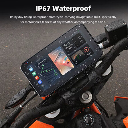 Motosiklet Ekran CarPlay Android Auto Ön ve Arka Kamera Kayıt Özellikli Lastik Sensörlü Multimedya