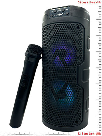 Karaoke Kablosuz Mikrofonlu Bluetooth Hoparlör Led Işıklı Taşınabilir Kablosuz Speaker