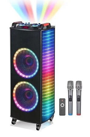 NDR1212S Karaoke Bluetooth Hoparlör 2 Adet Mikrofon ve Ekolayzer'li 2x12" Hoparlör 400-330-1090MM