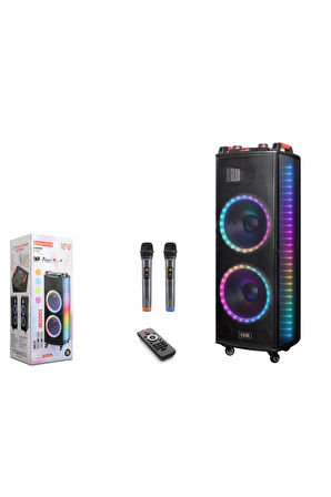 NDR1212S Karaoke Bluetooth Hoparlör 2 Adet Mikrofon ve Ekolayzer'li 2x12" Hoparlör 400-330-1090MM