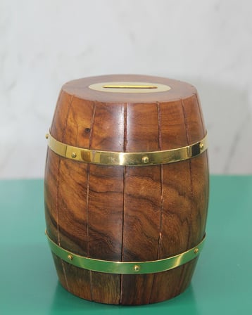 Özel Üretim Vitrin Süsü Retro Aksesuar Parik Biriktirme Kabı Pirinç Fıçı Kumbara 1786