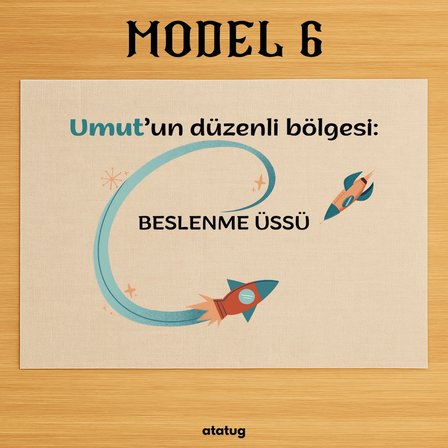 Kişiye Özel Uzay Konseptli Keten Beslenme Örtüsü (28x40 cm) - Yıkanabilir İsimli Servis Bezi