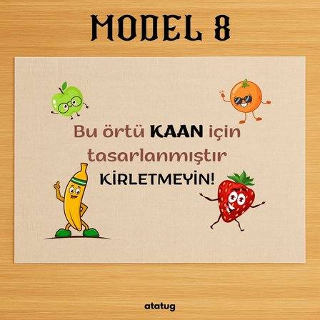 Kişiye Özel Beslenme Örtüsü / Amerikan Servis - Sevimli Meyveler Konseptli (28x40 cm)