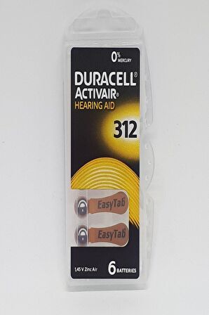 Duracell 312 Numara İşitme Cihaz Pili Kulaklık Pili 6'lı