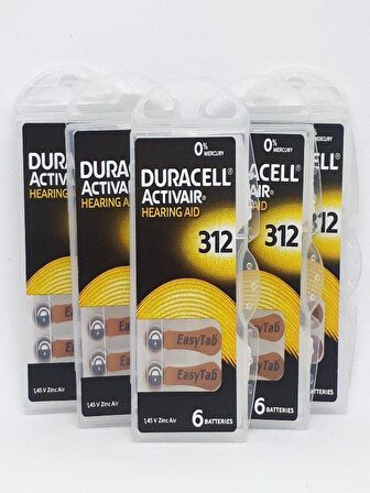 Duracell 312 Numara Kulaklık Pili 6'lı-5 Paket 5*6