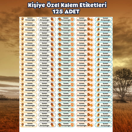 Kişiye Özel Kalem Etiketi – Aslan Temalı 125 Adet