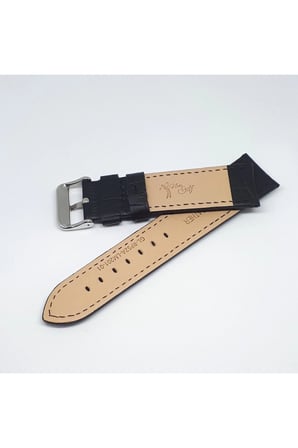 22mm Golf Marka Siyah Croco Hakiki Deri Saat Kordonu