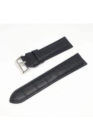 24mm Golf Marka Siyah Croco Hakiki Deri Saat Kordonu