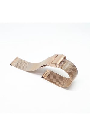 20mm Rose Bakır  Renk Hasır İnce Örgü Çelik Kaplama Metal Saat Kordonu