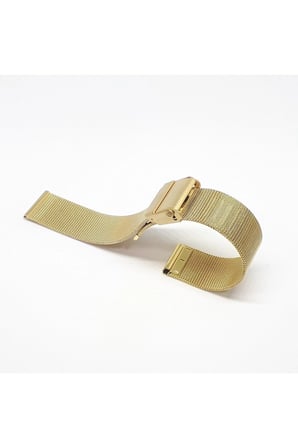 18mm Sarı Gold Renk Hasır İnce Örgü Çelik Kaplama Metal Saat Kordonu